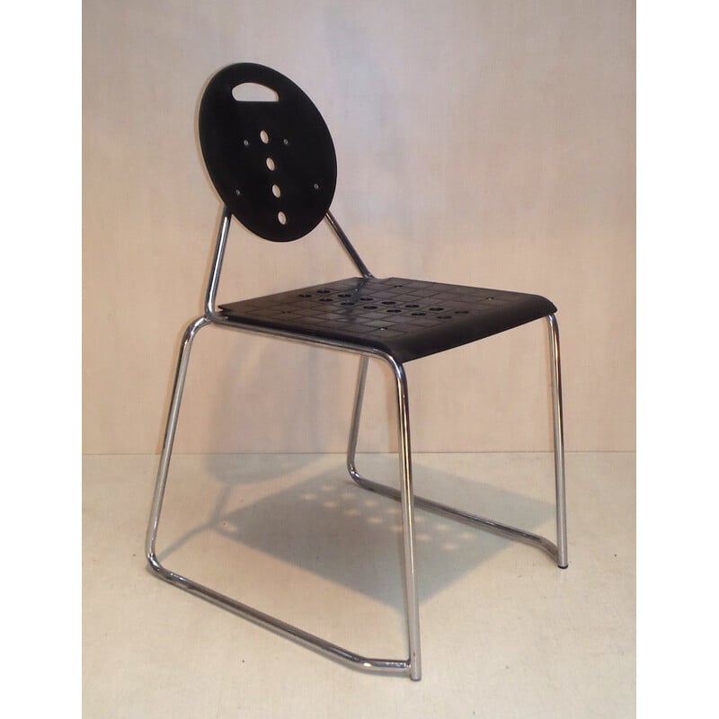 Set of 6 vintage metal office chairs by Carlo Bimbi and Nilo Gioacchini, 1980