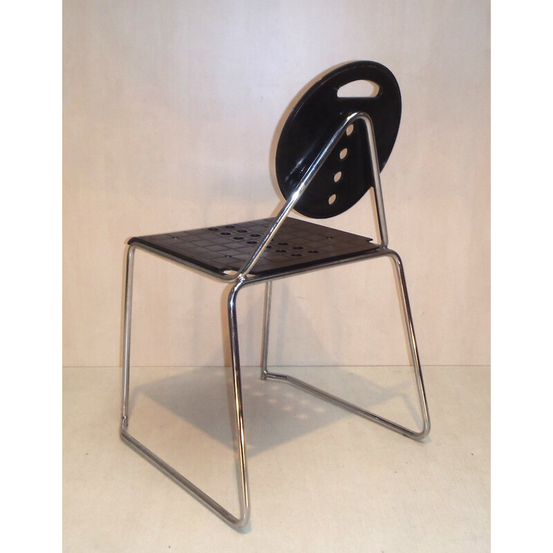 Set of 6 vintage metal office chairs by Carlo Bimbi and Nilo Gioacchini, 1980