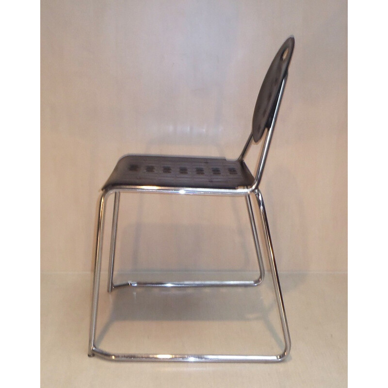 Set of 6 vintage metal office chairs by Carlo Bimbi and Nilo Gioacchini, 1980