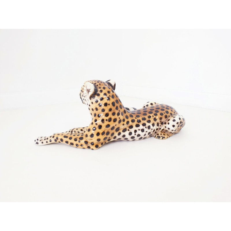 Vintage ceramic leopard by Ronzan, Italy 1970