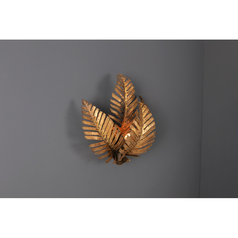 Vintage Wall Lamp Palm Tree in Brass by Maison Jansen 1970s