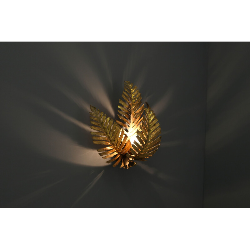 Vintage Wall Lamp Palm Tree in Brass by Maison Jansen 1970s