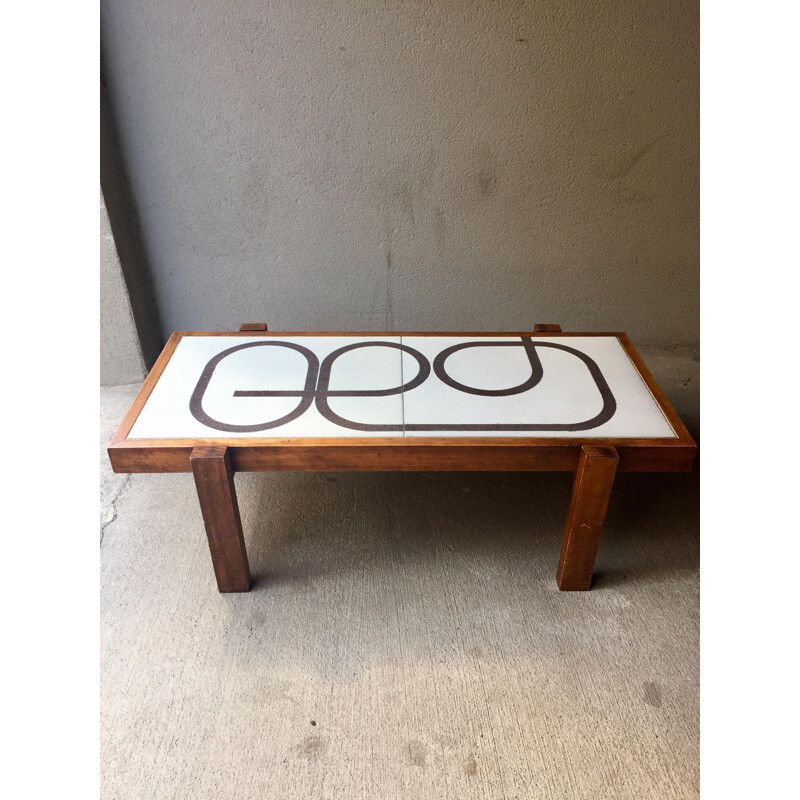 Table basse vintage en lave émaillée école les Deux Potiers, 1960