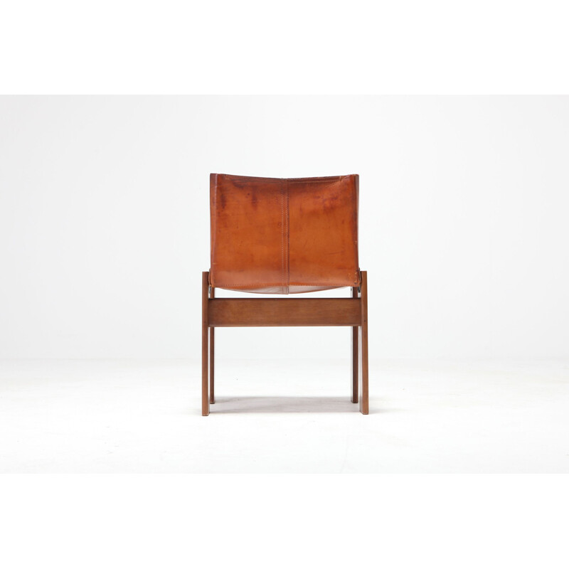 Set of 4 vintage Monk chairs in leather by Afra & Tobia Scarpa