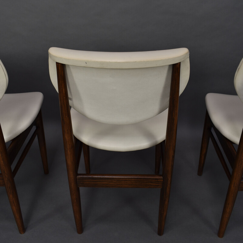 Set di 4 sedie vintage in wengé massiccio e similpelle, 1960