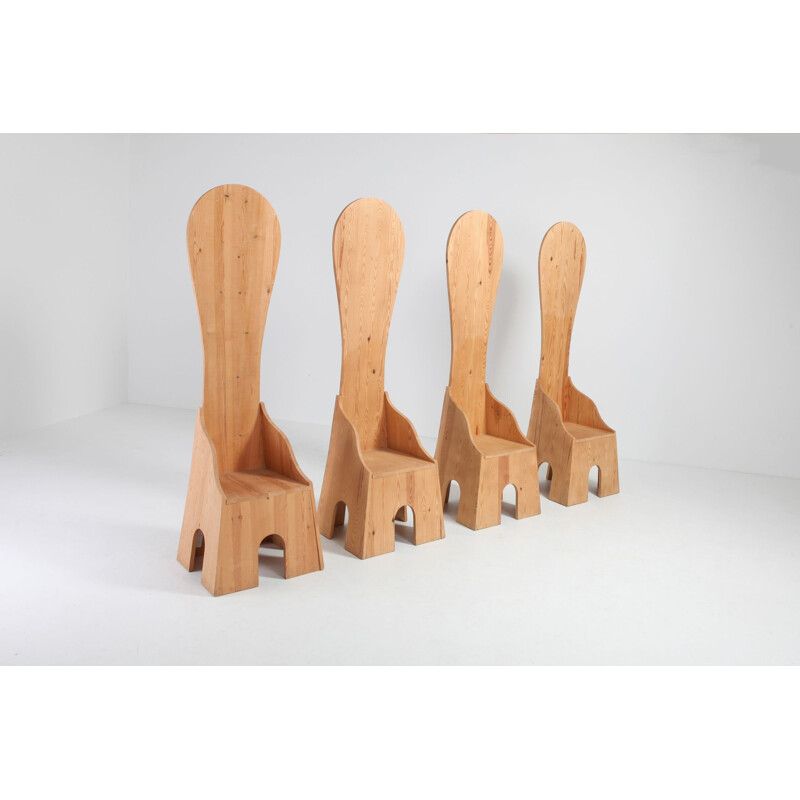 Set of 4 Vintage Chairs Fratina by Mario Ceroli for Poltronova 1972