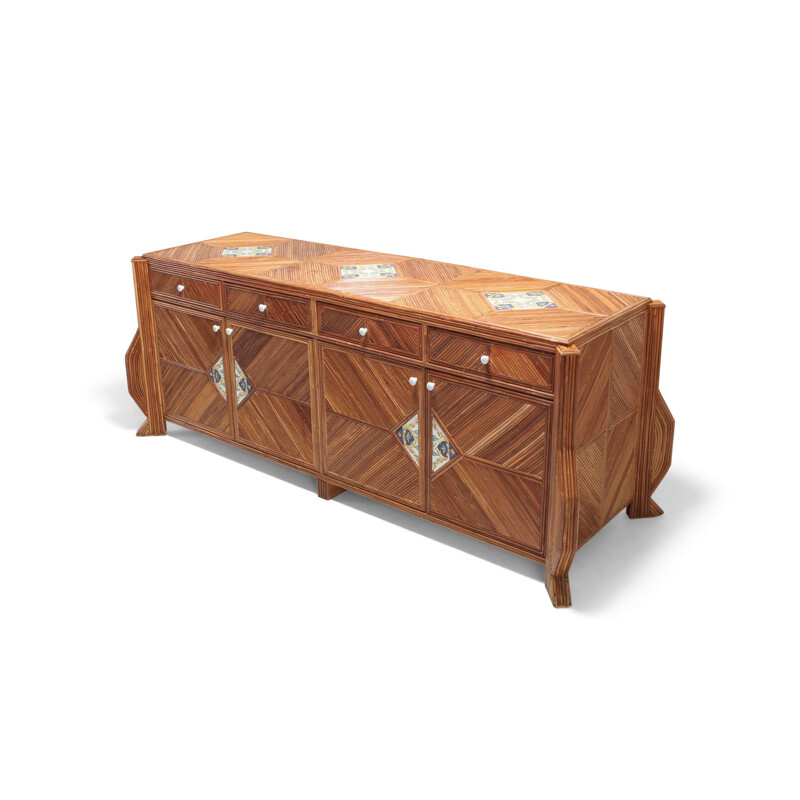 Bamboo and ceramic sideboard by Vivai Del Sud