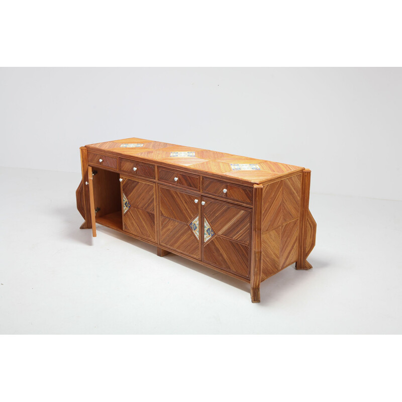 Bamboo and ceramic sideboard by Vivai Del Sud