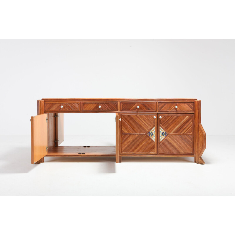 Bamboo and ceramic sideboard by Vivai Del Sud