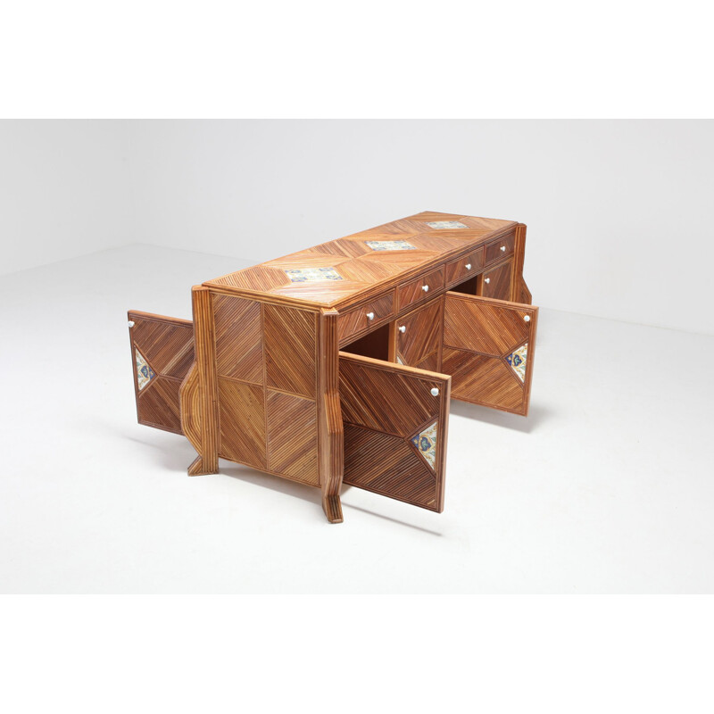 Bamboo and ceramic sideboard by Vivai Del Sud