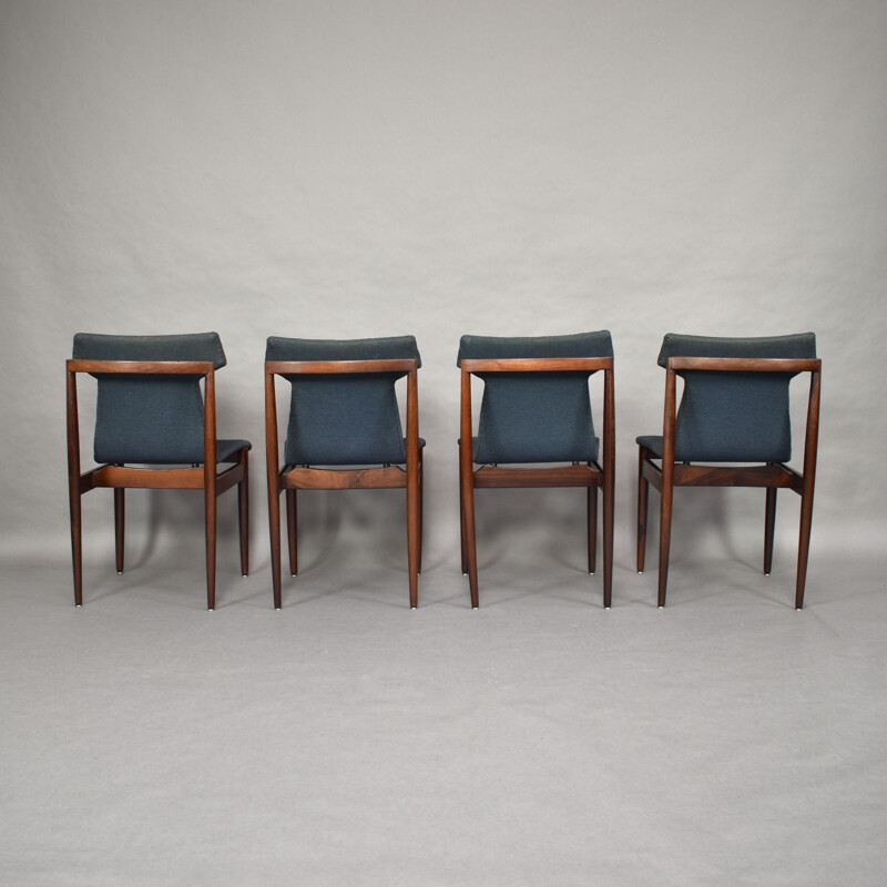 Suite de 4 chaises en palissandre par Inger Klingenberg pour Fristho