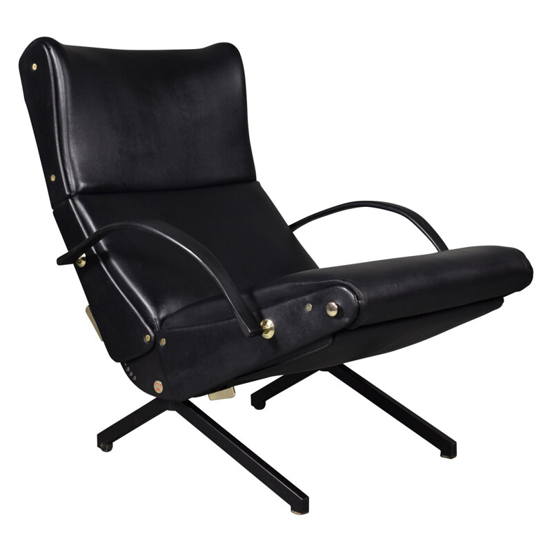 Fauteuil P40 noir par Osvalo Borsani pour Tecno