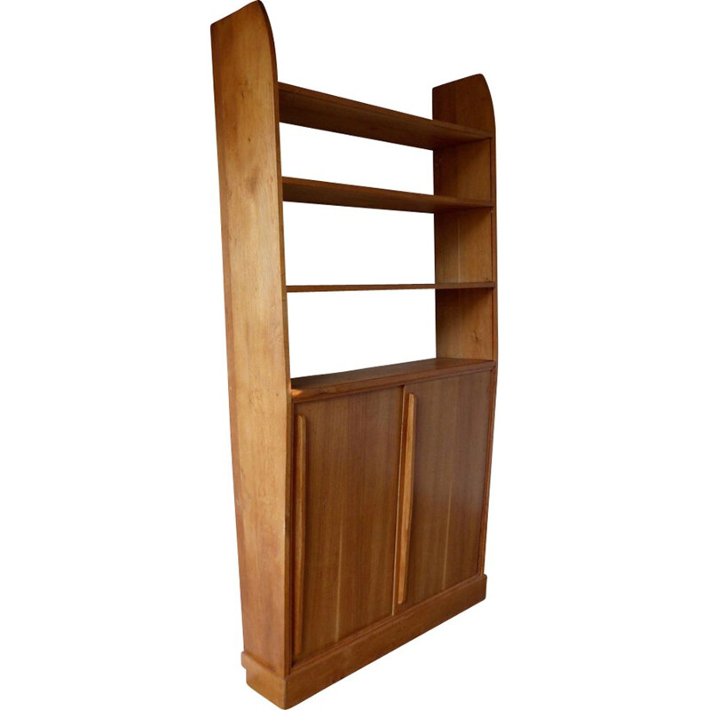 Vintage oak bookcase pyramidal form 1960