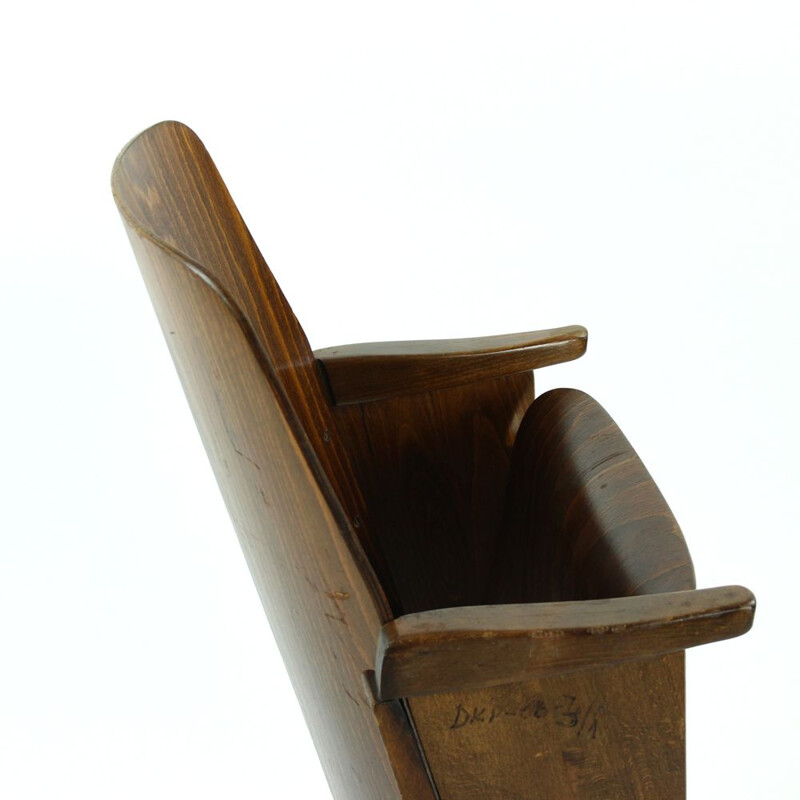 Vintage wooden cinema armchair by TON