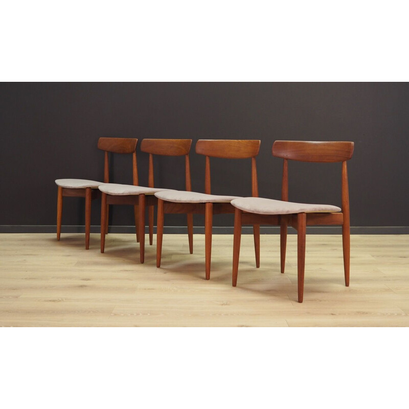 Set of 4 grey chairs in teak by Henry Walter Klein