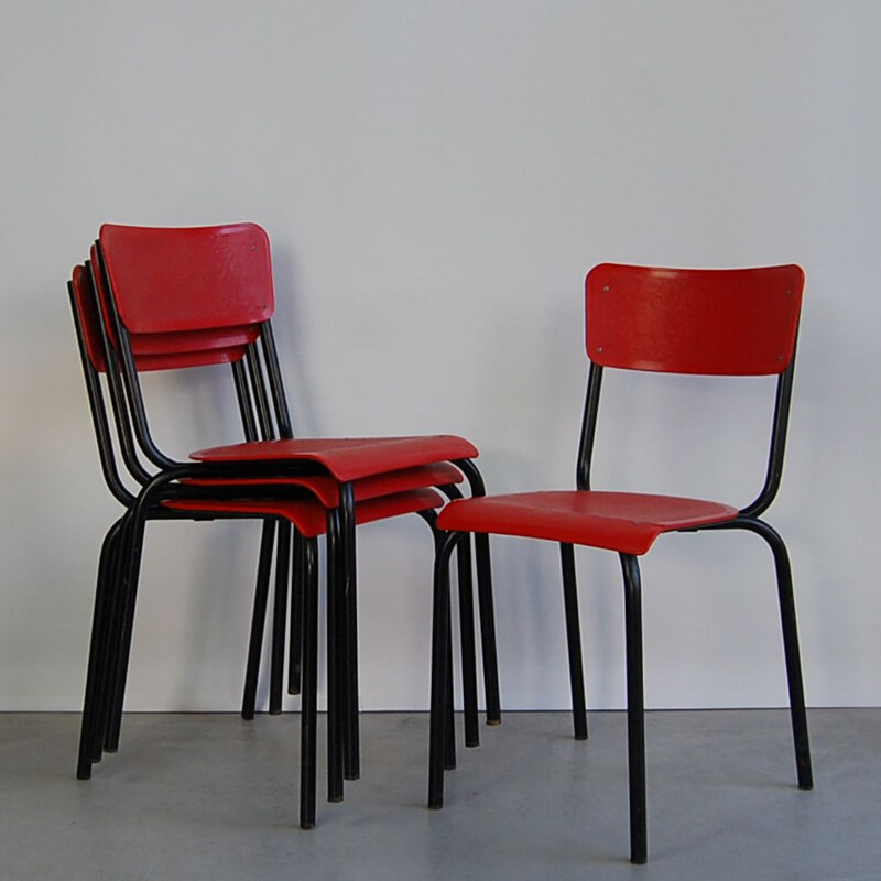 Set of 4 vintage chairs C59 by Pierre Guariche for Meurop