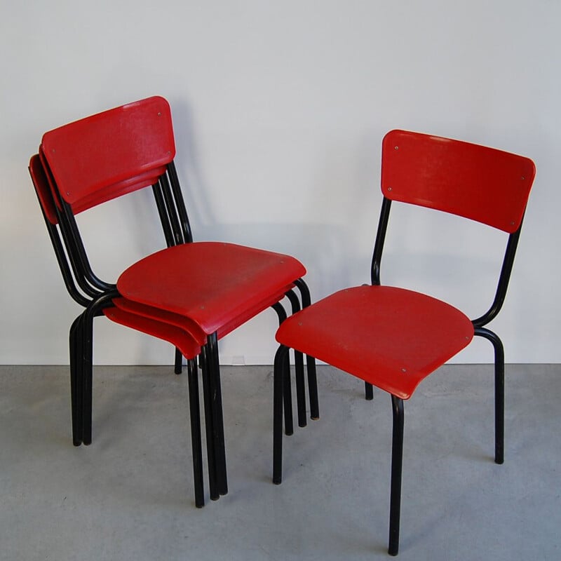 Suite de 4 chaises vintage C59 par Pierre Guariche pour Meurop