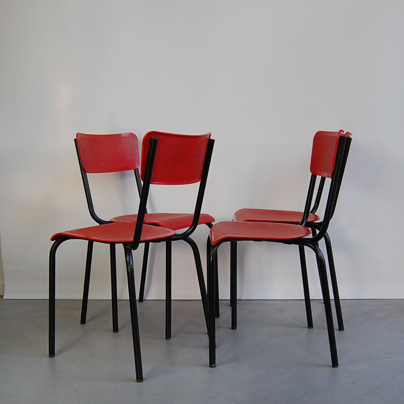 Set of 4 vintage chairs C59 by Pierre Guariche for Meurop