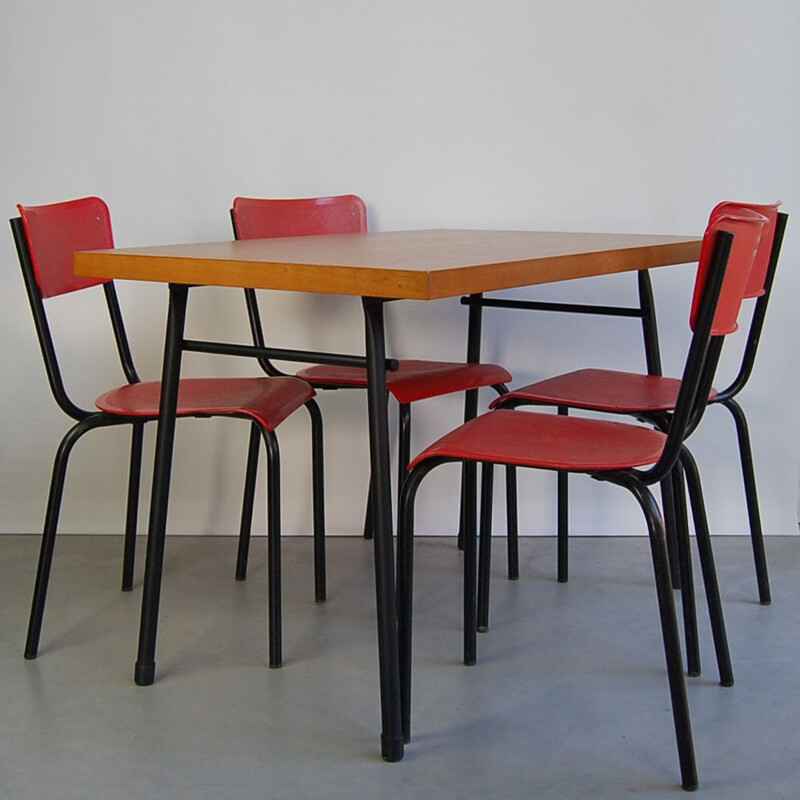Set of 4 vintage chairs C59 by Pierre Guariche for Meurop