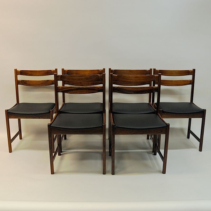 Set of 6 vintage rosewood chairs Bruksbo