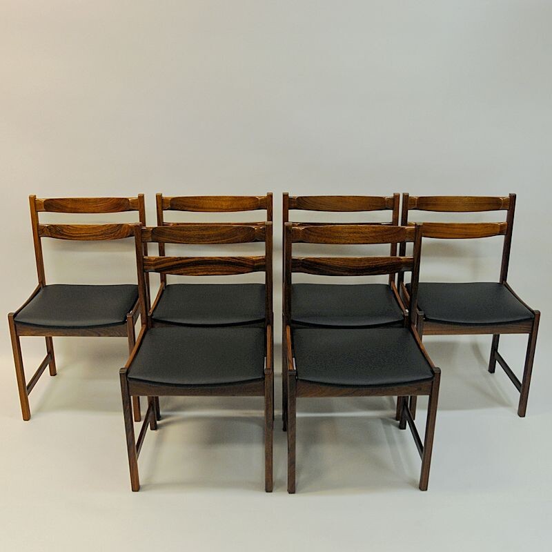 Set of 6 vintage rosewood chairs Bruksbo