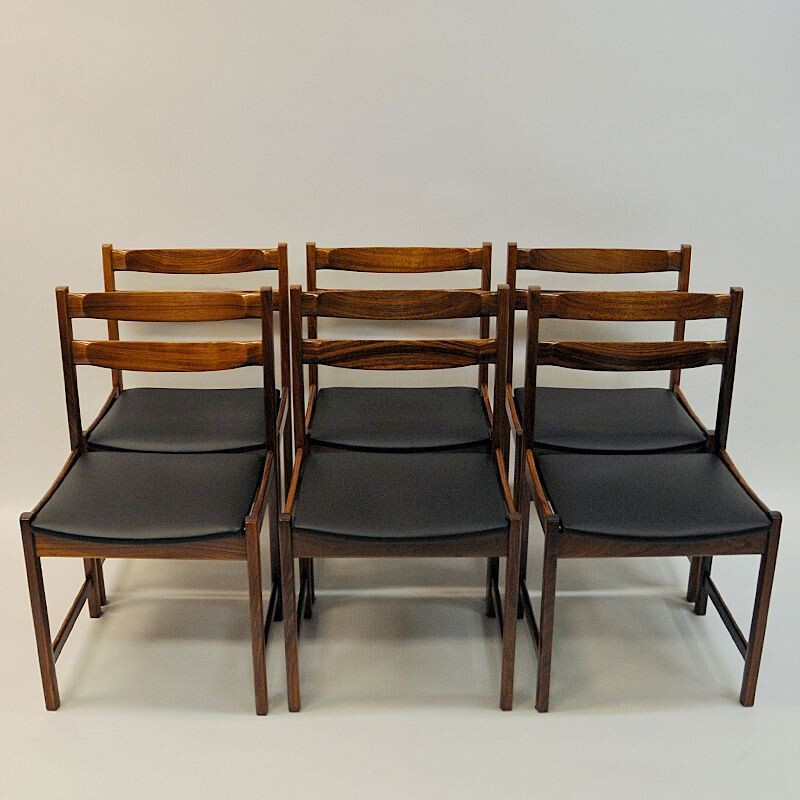 Set of 6 vintage rosewood chairs Bruksbo