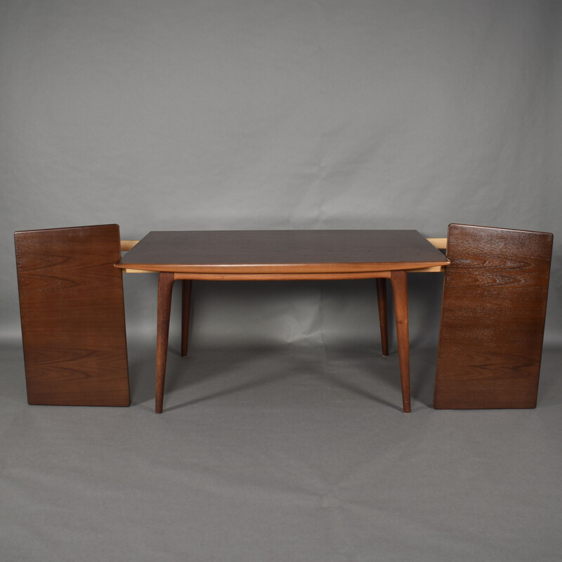 Vintage large Danish teak extendable dining table