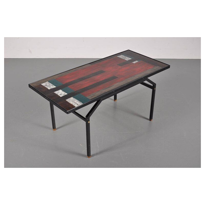 Vintage enameled metal coffee table