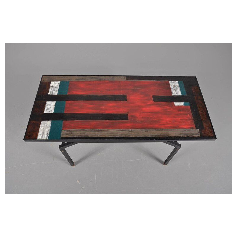 Vintage enameled metal coffee table