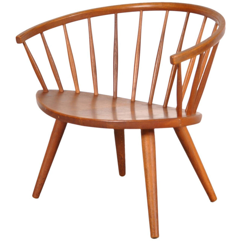 Vintage Easy Chair in Oak by Yngve Ekstrom Model Arka 1950s