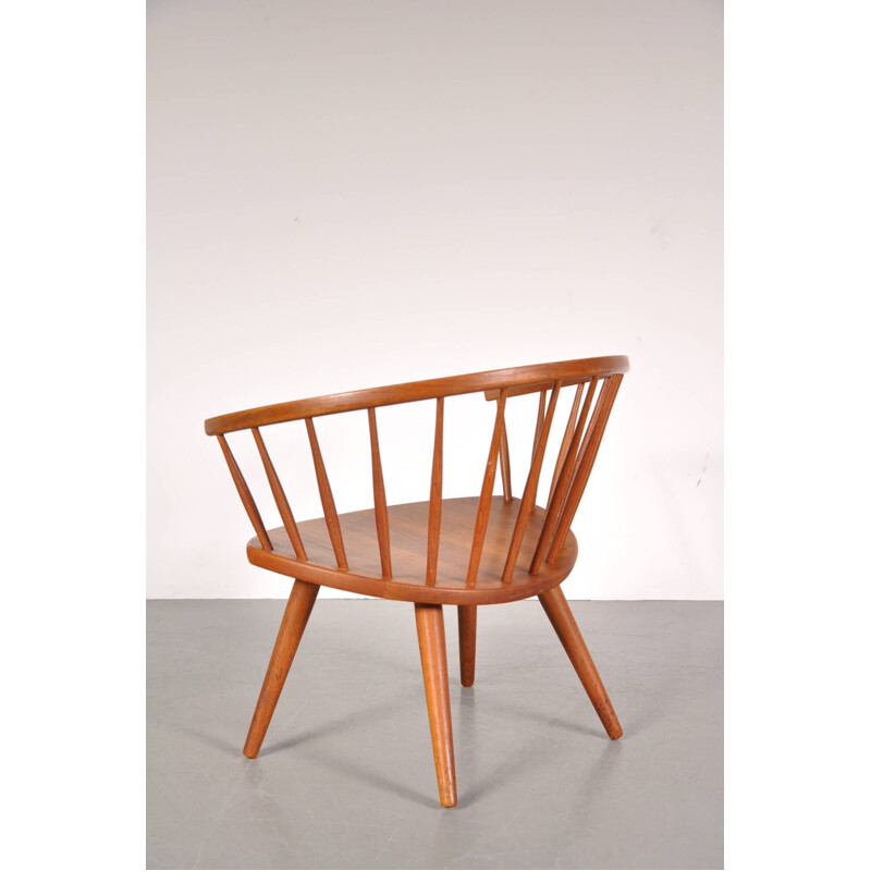 Fauteuil vintage en chêne par Yngve Ekström modèle Arka années 1950 