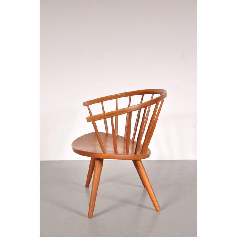 Vintage Easy Chair in Oak by Yngve Ekstrom Model Arka 1950s