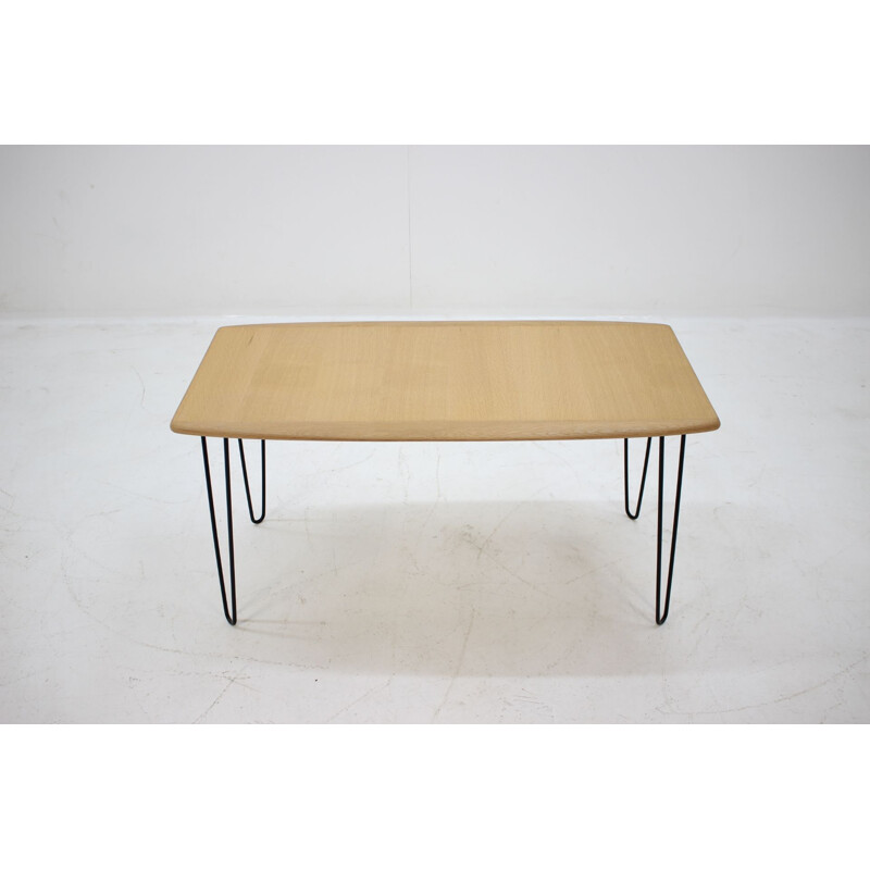 Vintage coffee table in oak on hairpin legs 1960s 