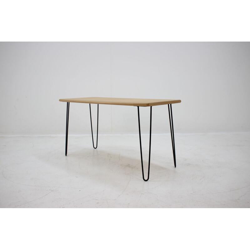 Vintage coffee table in oak on hairpin legs 1960s 