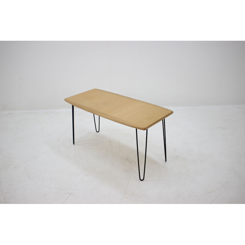 Vintage coffee table in oak on hairpin legs 1960s 