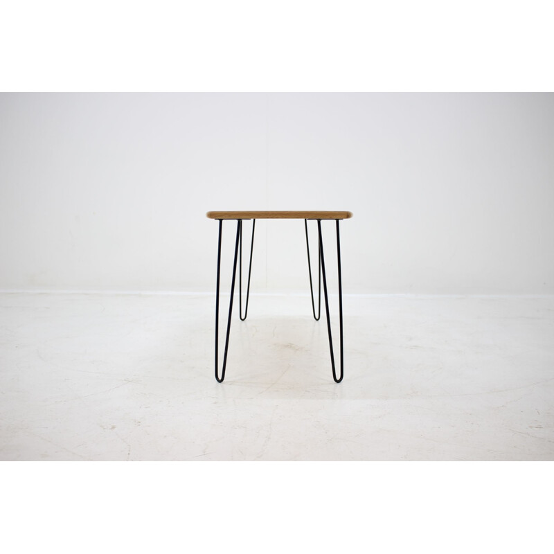 Vintage coffee table in oak on hairpin legs 1960s 