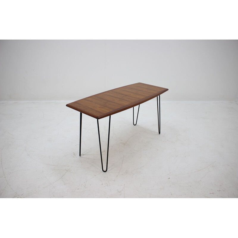 Vintage coffee table in teak on hairpin legs 1960s 