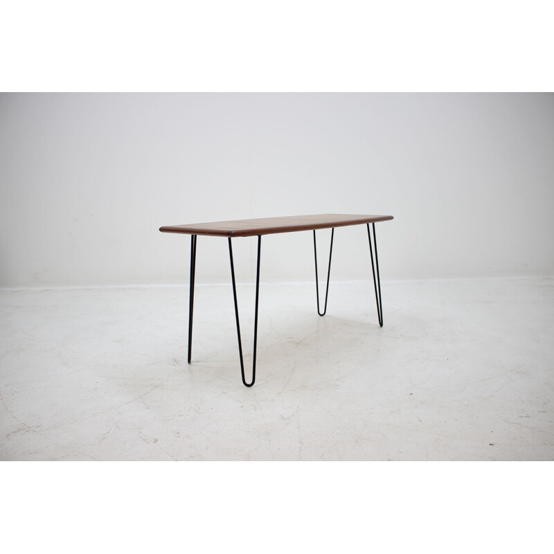 Vintage coffee table in teak on hairpin legs 1960s 