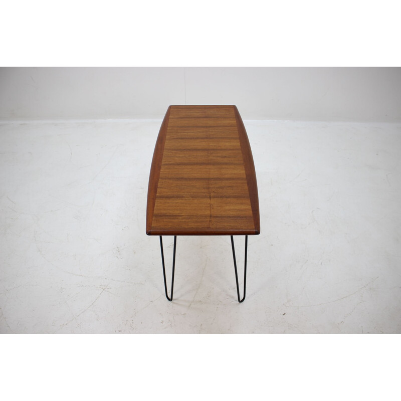 Vintage coffee table in teak on hairpin legs 1960s 