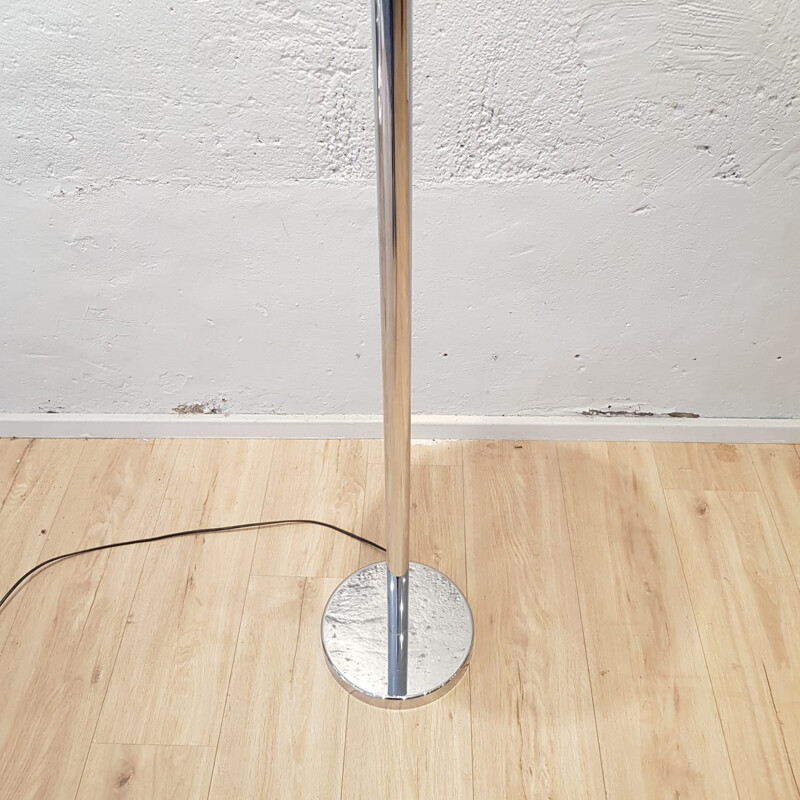 Vintage floor lamp Space Age chrome and opaline, Italy 1970