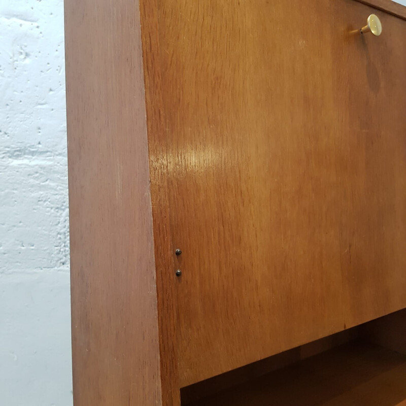 Vintage writing desk in light oak, France 1950s