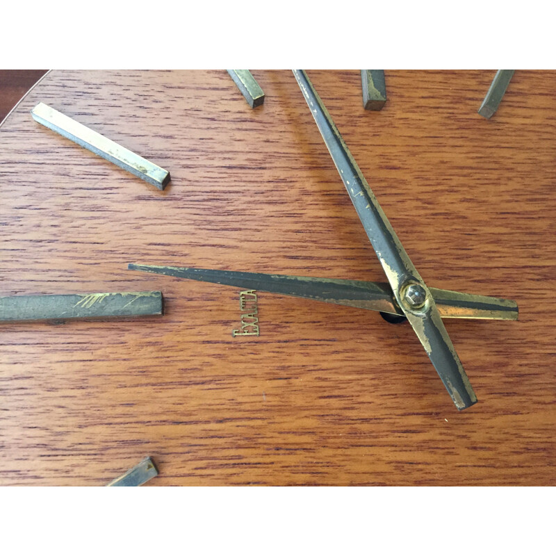 Vintage clock in teak pendulum and balance weight Scandinavian