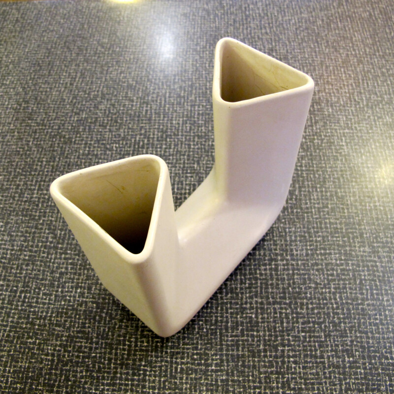 Vase vintage en céramique blanche - 1970