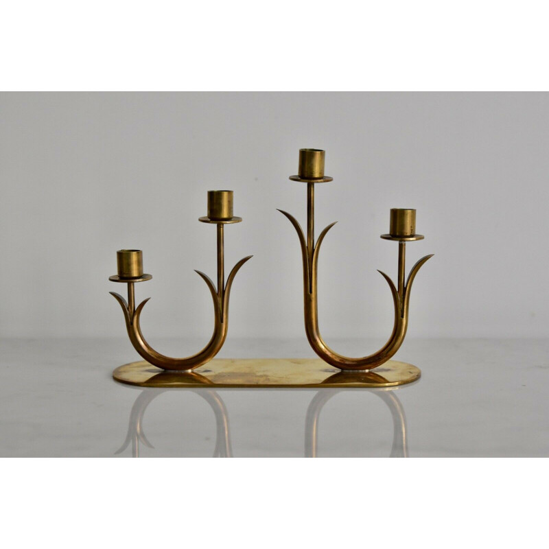 Vintage Swedish brass candlestick by Ystad Metall, 1960