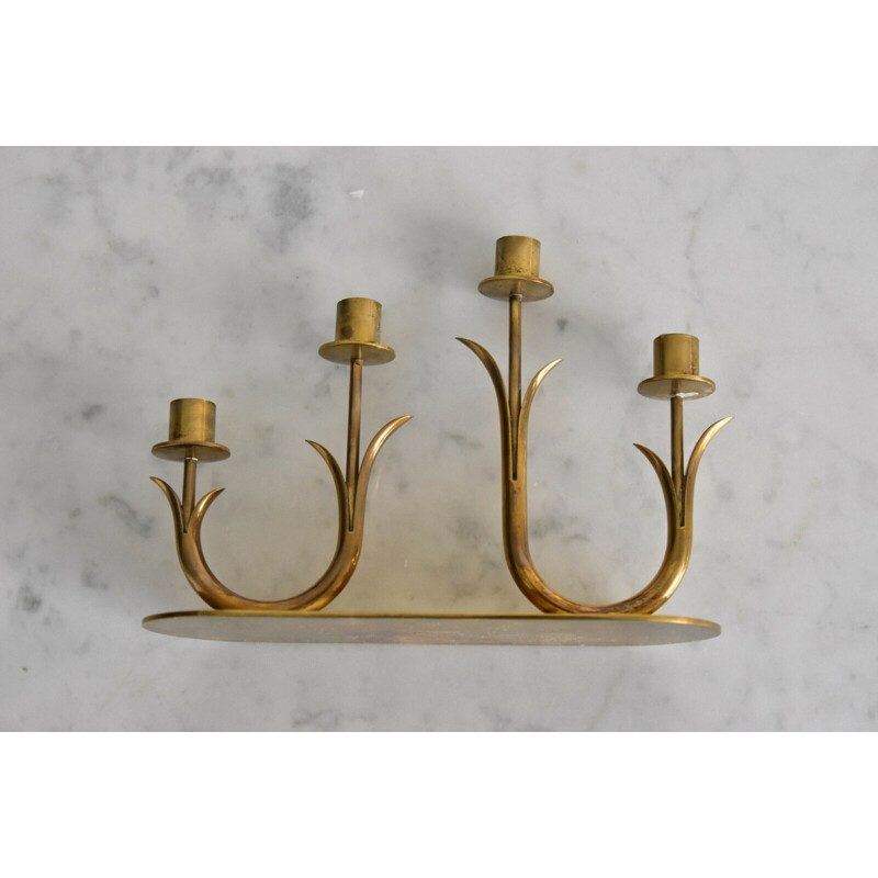 Vintage Swedish brass candlestick by Ystad Metall, 1960