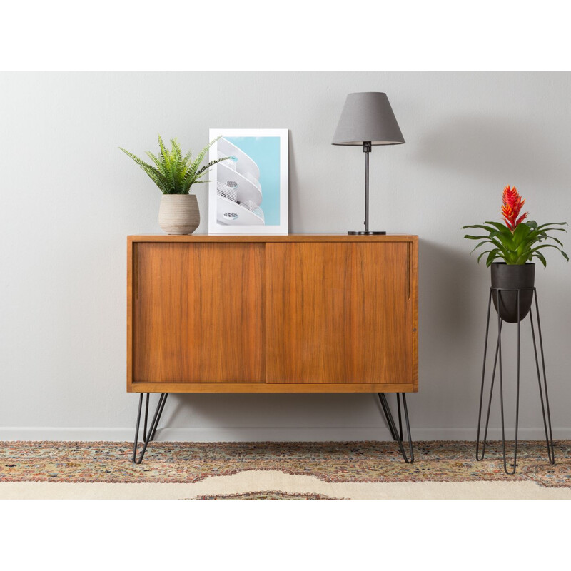 Vintage german chest of drawers in walnut and steel 1950