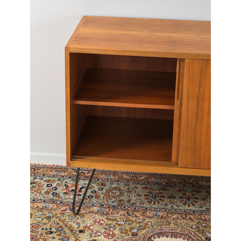 Vintage german chest of drawers in walnut and steel 1950