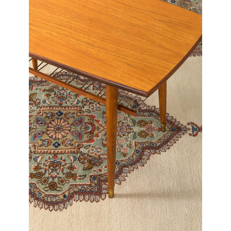 Vintage german coffee table in teak and brass 1950