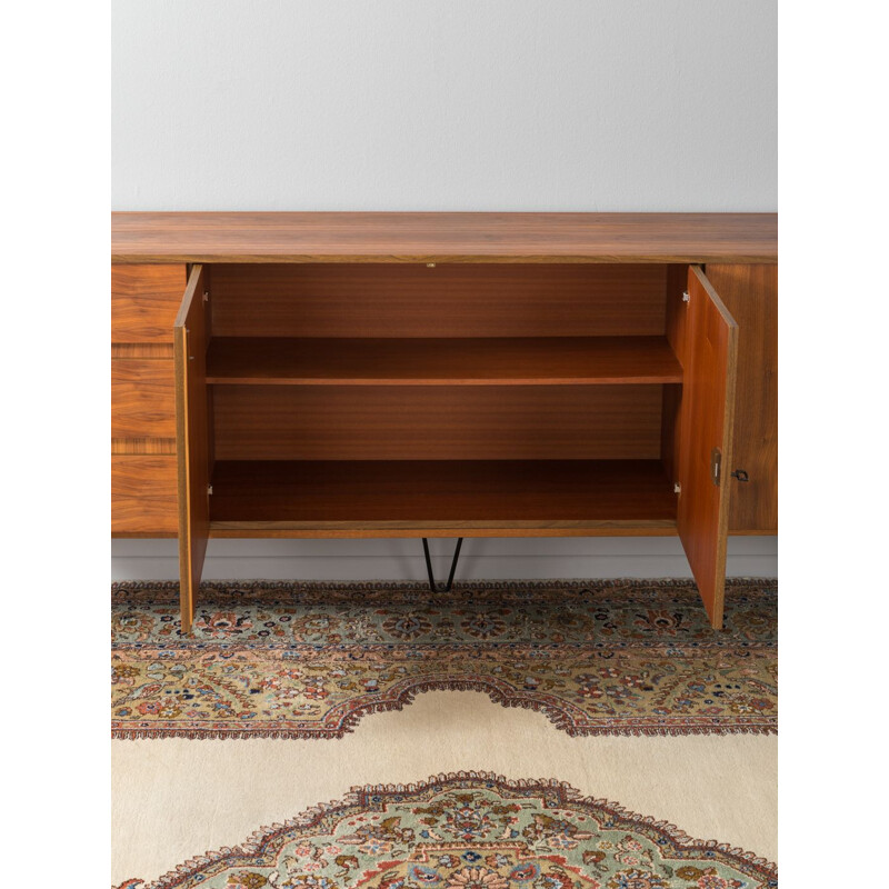 Enfilade vintage allemande en noyer et acier 1960