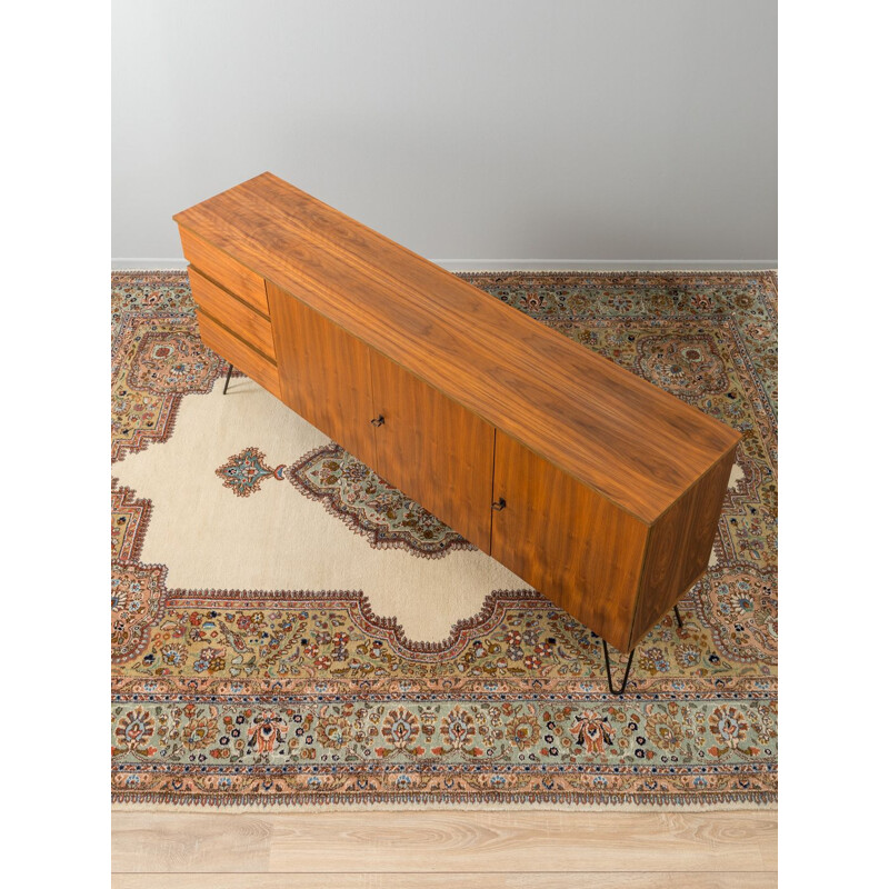 Vintage german sideboard in walnut and steel 1960